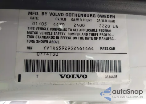 2005 Volvo S60 2.5T из США, поврежденный, VIN YV1RS592952461464